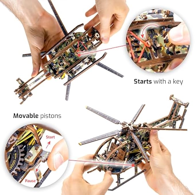 HELICOPTER 3D WOODEN PUZZLE FOR ADULTS - 178 PARTS - AIRCRAFT MODEL BUILDING KIT - SCALE 1:30 - Image 3